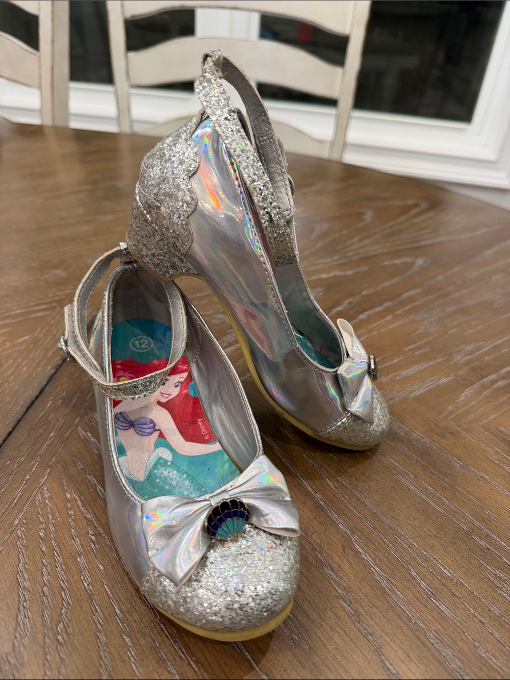 Disney Silver Holographic Glitter Mary Jane Dress Shoes